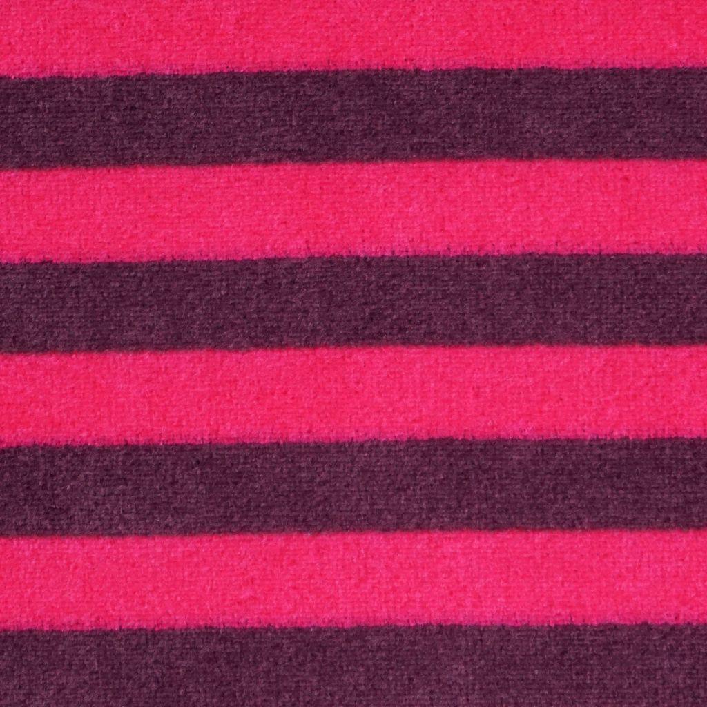 Nickistoff bedruckt Streifen pink aubergine